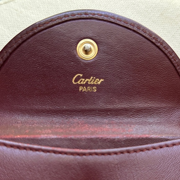Cartier Burgundy Leather Coin Purse Snap Pouch with COA - Picture 3 of 13